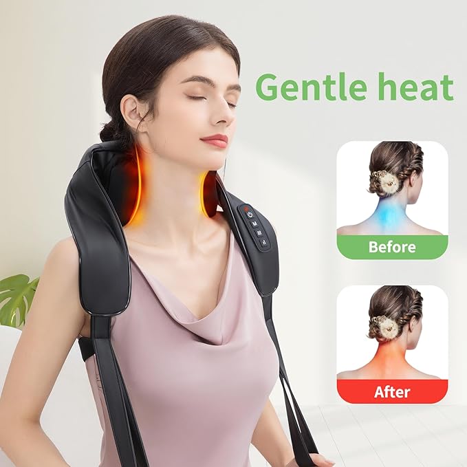 Shiatsu Neck and Back Massager with Heat, Upgraded 2600mAh Cordless Shoulder Massager Deep Tissue 6D Kneading, Massages Pillow for Neck, Back, Shoulder, Foot, Body Gifts for Fathers Mom Dad