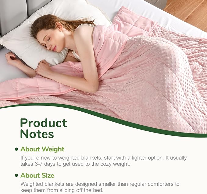 Sivio Weighted Blankets for Adult 15lbs (60"×80", Queen), Breathable Soft Minky Weighted Throw Blanket Queen for All Season,Heavy Blanket with Premium Glass Beads, Pink