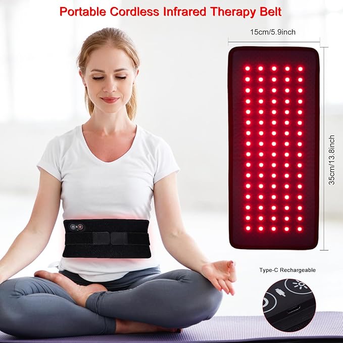 Red Light Therapy Belt Infrared Light Therapy Pad with Portable Battery, 660nm 850nm Full Body Red Light Mat Therapy for Back Knee Feet Shoulder Neck Waist Hands Legs Hips