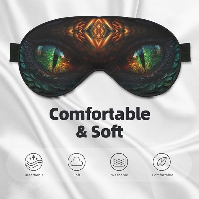 Dragon Eye Sleep Mask Eye Mask with Adjustable Strap Eye Sleep Shade Cover Blocks Light for Women Men Airplane Travel Nap