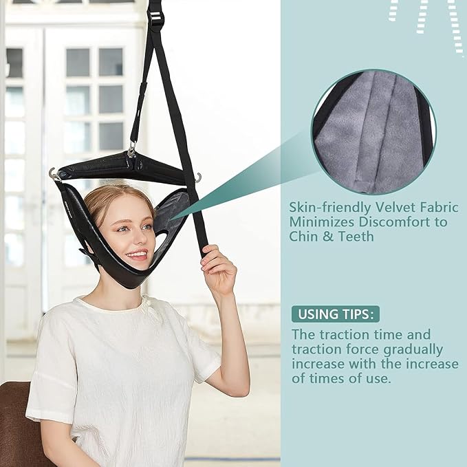 Neck Stretcher Cervical Traction Device for Home Use - Over The Door Cervical Neck Traction Device for Decompression Home Physical Therapy, Portable Neck Traction Device for Neck Pain