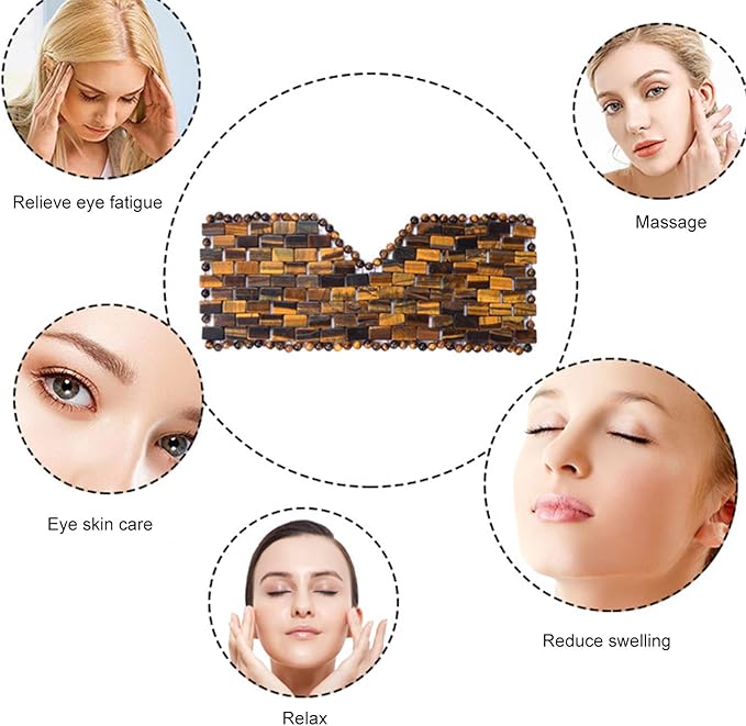 ideayard Jade Eye Mask - Tiger Eye Cooling Jade Sleep Mask,Anti-Aging Hot or Cold Using, Eye Mask for Puffy Eyes