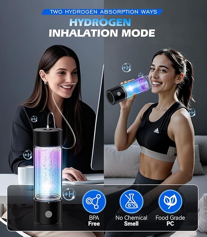 4.0 Upgrade Hydrogen Water Bottle & Hydrogen Absorption 【SGS Certification - 5000PPB】【NO.1-100% Odorless】 Hydrogen Water Bottle - 2025 SPE PEM Technique, Double Hydrogen Content 2PCS