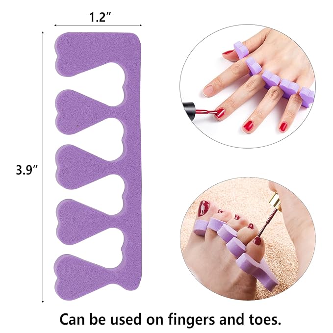 Toe Separators Set - 52 Pieces Premium Pedicure Tool, Spa Party Salon Polishing Separator (Purple)