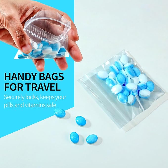 250 Packs Pill Pouch Bags 6 mil 3x2.75'', Bpa Free Travel Medicine Organizer, Pill Organizer Multi-Purpose Clear Small Portable, Pill Case for Purse, Pill Pockets for Meds, Storage, Packaging & Travel