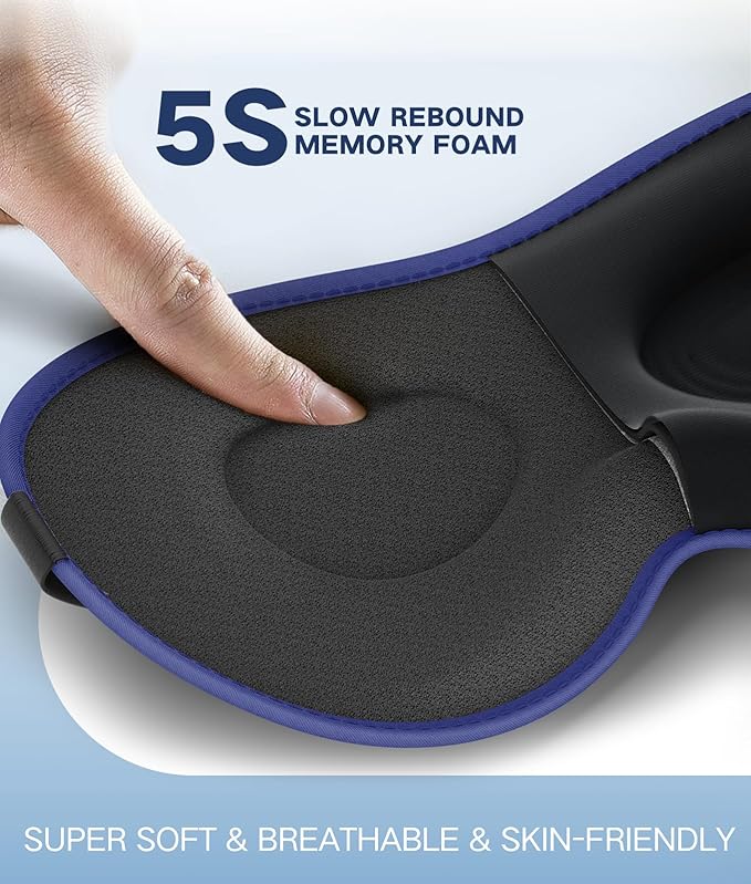 Sleep Mask for Men Women - Eye Masks for Side Sleepers, 3D Contoured Night Blindfold 100% Blockout Pressure-Free, Soft Lightweight Breathable Eye Cover Shade Sleeping for Airplane, Travel, Blue