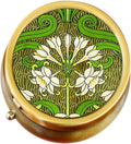 NewCharms Art Nouveau Flowers Brass 3-Compartment Pill Box