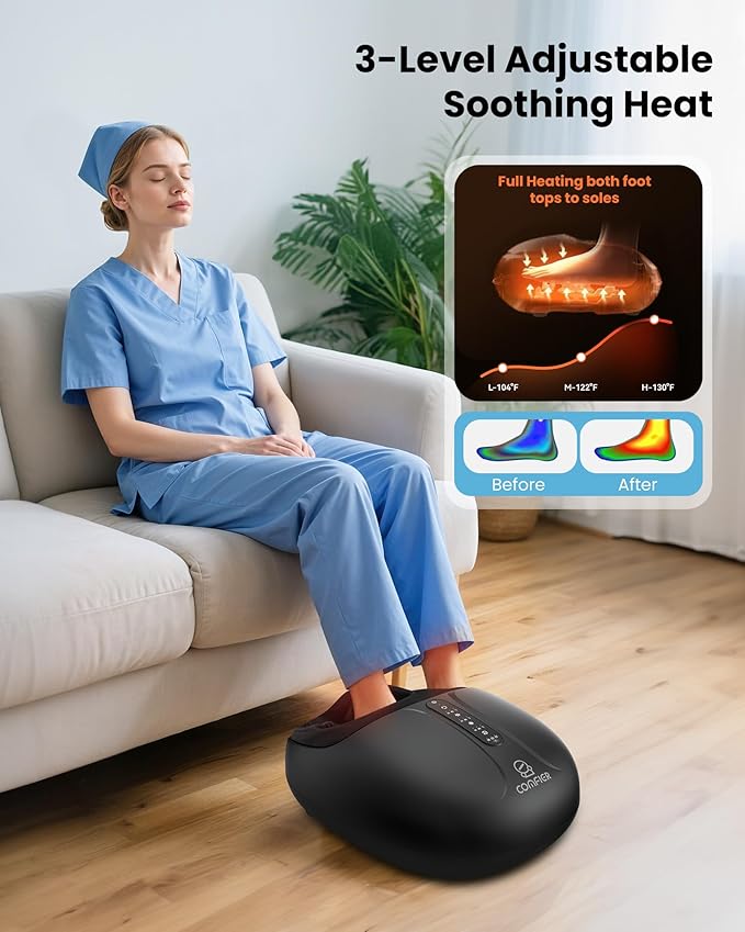COMFIER Large Shiatsu Foot Massager with Heat,Size Up to 15",FSA Eligible Items & HSA Store,Electric Feet Massager for Plantar Fasciitis,Neuropathy,Foot Warmer,Gifts for Women Men