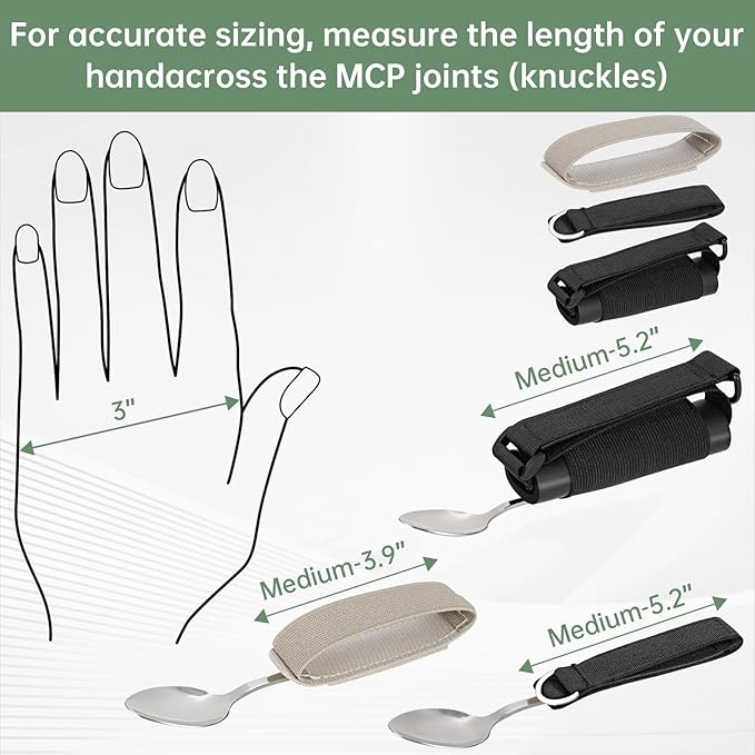 3 Pack Universal Cuff, Universal Hand Strap for Holding Utensils, Eating Assistance Cuff for Weak Grip & Limited Mobility (3 Different Designs to Suit Various preferences)
