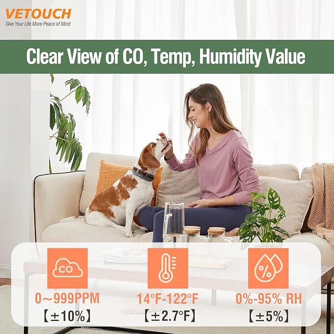 Carbon Monoxide Detector Plug in, Portable Carbon Monoxide Detector, Simultaneously Checks Temperature/Humidity,Clear LCD Display,for Home Kitchen RV Travel CO Detector
