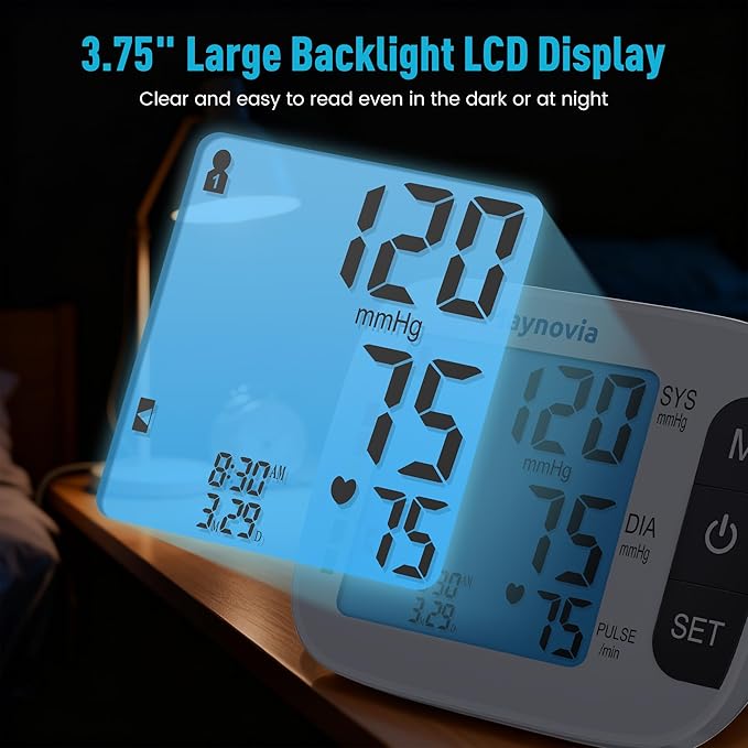 Digital Upper Arm Blood Pressure Monitor, Automatic BP Machine for Home Use with Large Backlit Display, Voice Broadcast, Irregular Heartbeat Detection, Adjustable Wide Cuff 8.6"-16.5"