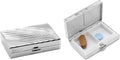 Set of 2 Rectangular-Shaped Pocket Purse Pill Box & Organizer with Dual Compartments (Silver Rays)