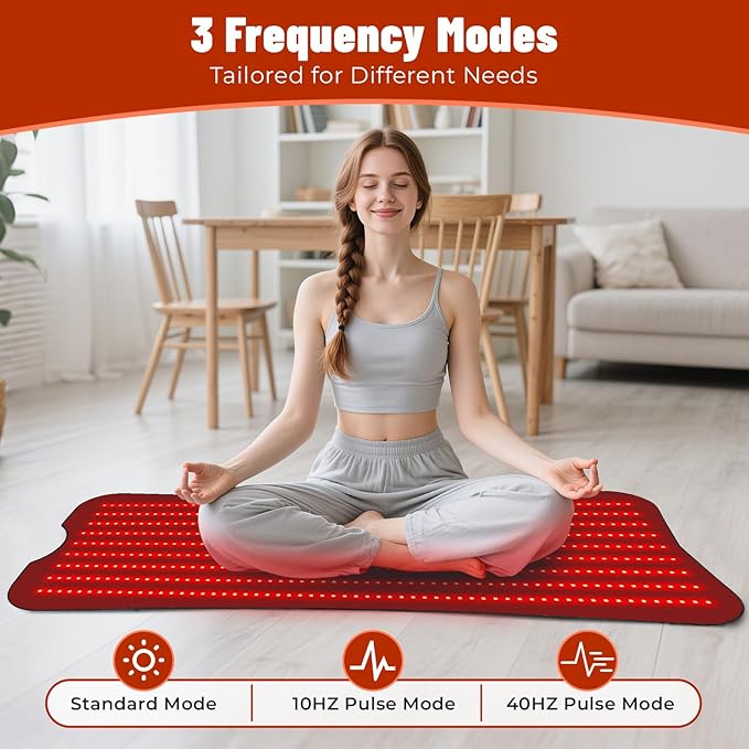 Red Light Therapy Mat for Body, 60''x 24'' Red Light Therapy Pad with Controller, 540pcs 2 in 1 LEDs (660nm & 850nm), Adjustable Timer & Intensity