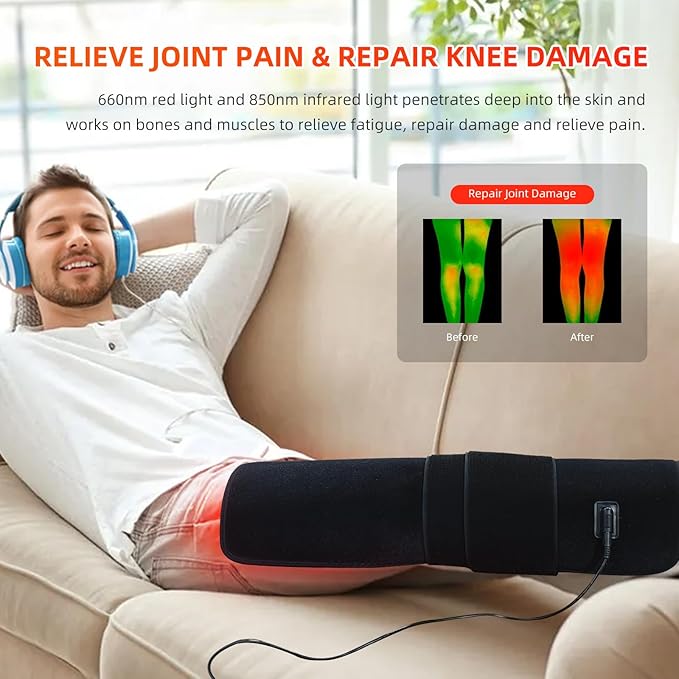 Red Light Therapy for Body Large 19.8" x 12" Infrared Heating Pad Wrap for Back Waist Shoulder Knee Feet Joints Pain Relieve, Diminish Inflammation, Ideal Gift