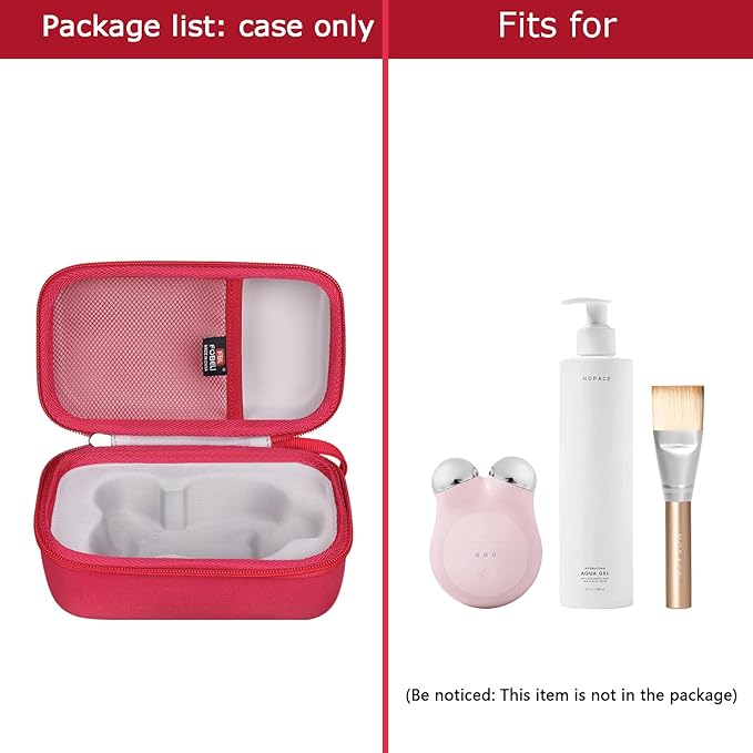 FBLFOBELI Hard Travel Case for NuFACE MINI+ Starter Kit, Hunvva EP-300 Mini Microcurrent Facial Device (Case Only) (Rose Red)