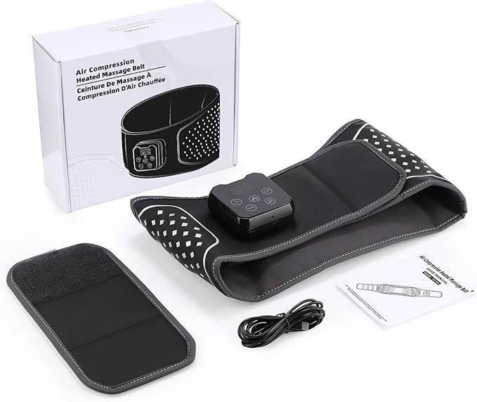 YUANBO Back Massager with Heat – Heated Massage Belt with Air Pressure Pads, Heating Pad for Back Pain Relief with 4000mAh Battery – Gifts for Women, Men, and Family
