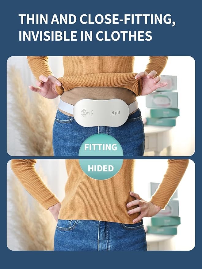 Slimpal Portable Heating Pad for Period Cramps, Electric Cordless Wearable Heat Pad Belt for Menstrual Cramps Relief, 3 Timer Auto Off Setting, Stocking Stuffers Gifts Her Women Girl, Beige