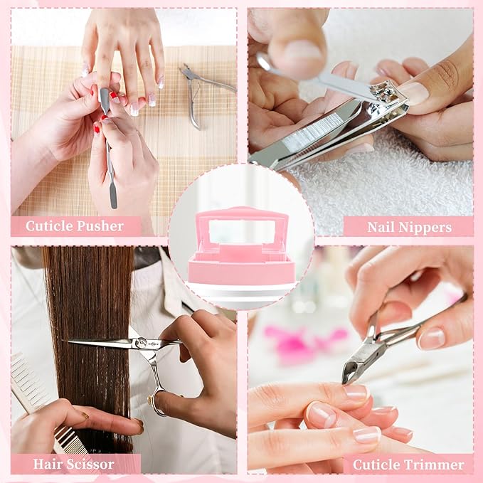 Nail Tool Sterilizer Box, Plastic Sterilizing Tray, Plastic Clean Sterilizing Box Storage Organizer for Nail, Tweezers, Eyelash Extensions, Hair Salon, Spa & Cutter Manicure Equipment (Pink)