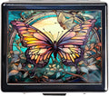 7 Days Chromed Shiny Silver Pill Organizer with Mirror Inside Has 8 Separate Compartments Rectangle 7 Days Pill Box Pill Case (Colorful Butterfly)