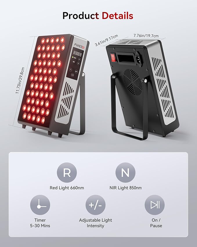 2026 Upgraded Red Light Therapy for Body Face, Dual Chip 660nm 850nm Red Light Panel with 3 Modes, Dimmable & Timer, Infrared Light Therapy for Home Office Gym, Basic 60 LEDs