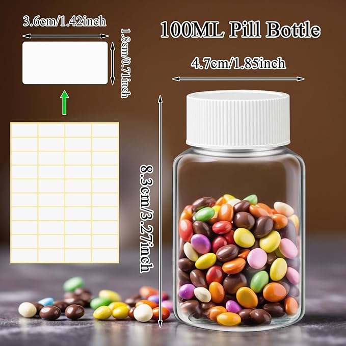 Lamoutor 30Pcs Clear Pill Bottle Plastic Medicine Bottle Empty Reagent Chemical Containers with Caps for Liquid Solid Powder Medicine 100ML
