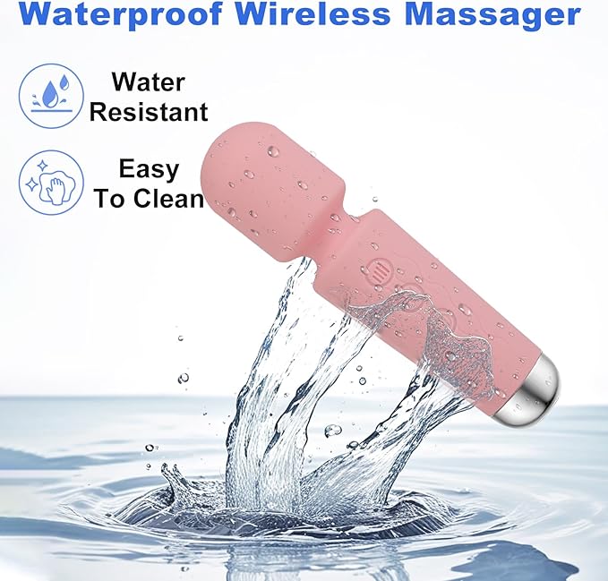 Personal Massager, Micro Wireless Massager, Small & Powerful, Waterproof Portable, Suitable for Relieving Neck, Leg and Shoulder Pain, Pink