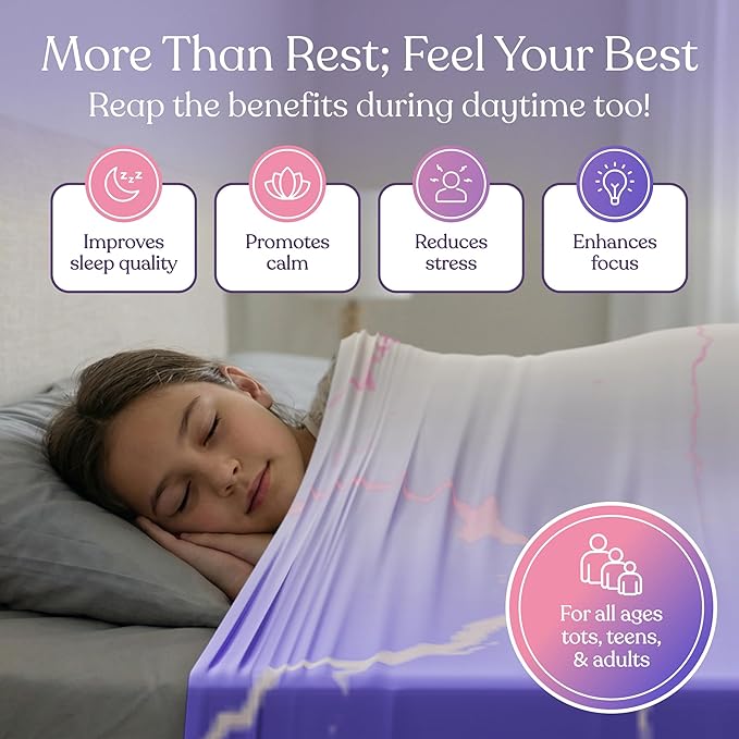 Deep Pressure Sensory Bed Sheet – Queen Sensory Compression Sheet Breathable Sleep Pod Blanket for Better Sleep Support – Calming Compression Blankets for Kids and Adults Pink and Purple