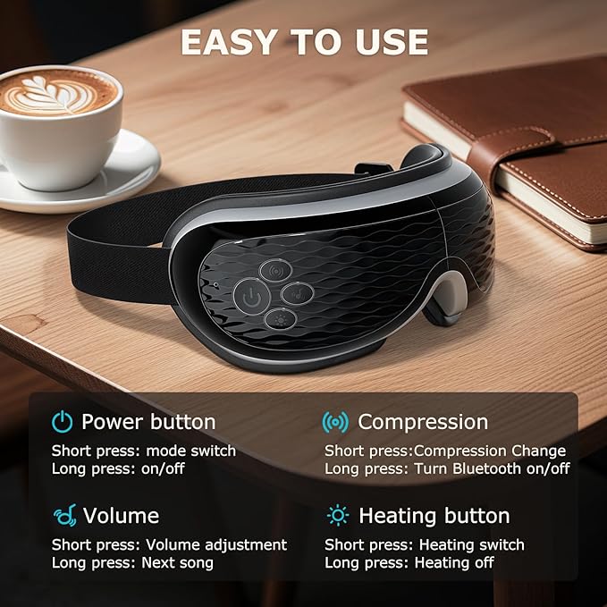 ALLJOY Eye Massager with Heat and Cooling, Lightweight Eye Massager with Removable Gel Mask, Mothers Day Gifts for Women Men Her Him Eye Care Devices for Migraine, Reduce Dry Eyes