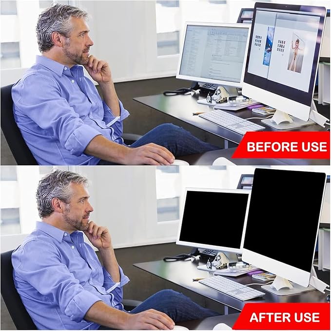 31.5 Inch 16:9 Computer Privacy Screen for Widescreen Monitor, Removable Anti Blue Light Glare Eye Protection Shield, Black Blackout Anti Spy Desktop Security Private Filter. Size Is(697*392
