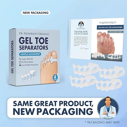 Dr. Frederick's Original Gel Toe Spreaders - 2 ct - Soft Toe Spacers for Bunions & Overlapping Toes - Pain Relief Orthotic for Men & Women - One Size