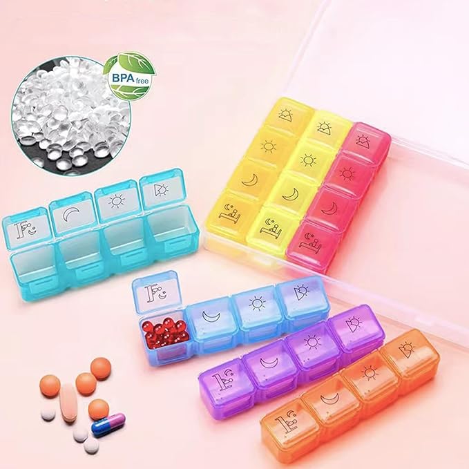 Weekly 7 Day Pill Organizer, Travel Pill Box, Pill case, Medicine Organizer, Pill Container, Pillbox 7 Day, Pill Dispenser, Medication Organizer, Pill Organizer Weekly