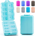 New Foldable & Double Protection Portable Weekly Pill Organizer 2 Times A Day with Etched Labels, AM PM 7 Day Week Medicine Box, Daily Travel Pill Case Dispenser for Vitamin, Supplement - Sky Blue