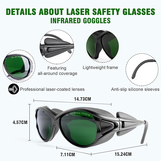 Laser Safety Glasses IPL 200-2000nm, IPL Laser Hair Removal Glasse, Red Light Therapy and Laser Cosmetology Operator Eye Protection.