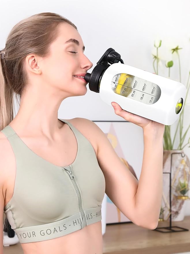 40oz Glass Water Bottle with Handle Lid Time Marker Motivational Sport Water Jug with Silicone Sleeve Water Flask Canteen Wide Mouth Water Bottle for Gym Workout Travel Office Home Everyday Hydration