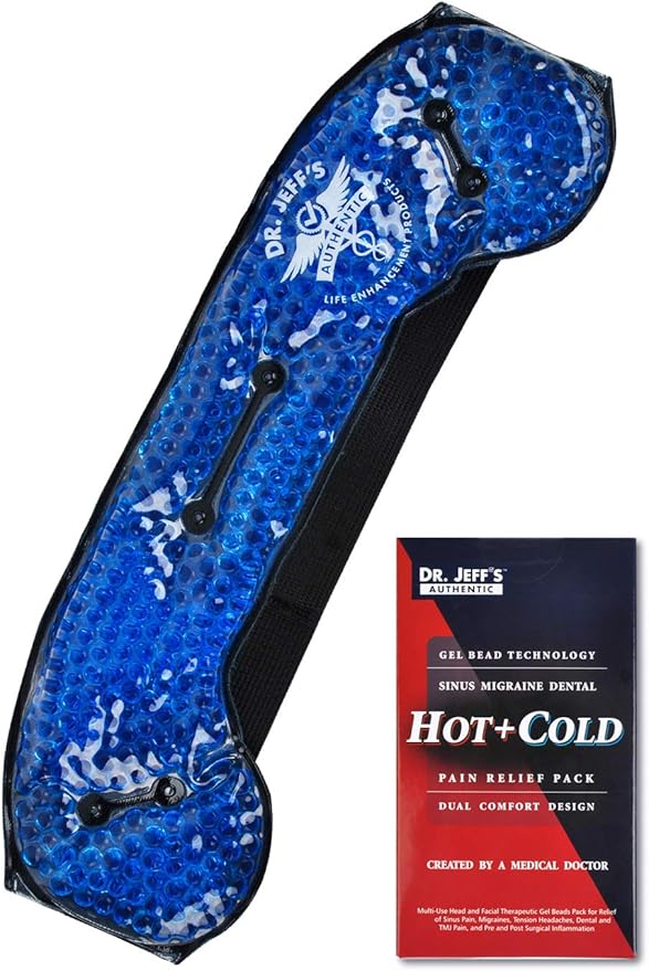 Headache Ice Pack for Migraine, Sinus, Dental Pain, TMJ Relief | Cooling Gel Eye Mask | Medical Grade Hot Cold Pack | Soft Plush Pain Relief Gel Headache Headband | Heatable Neck Wrap + Warm Compress