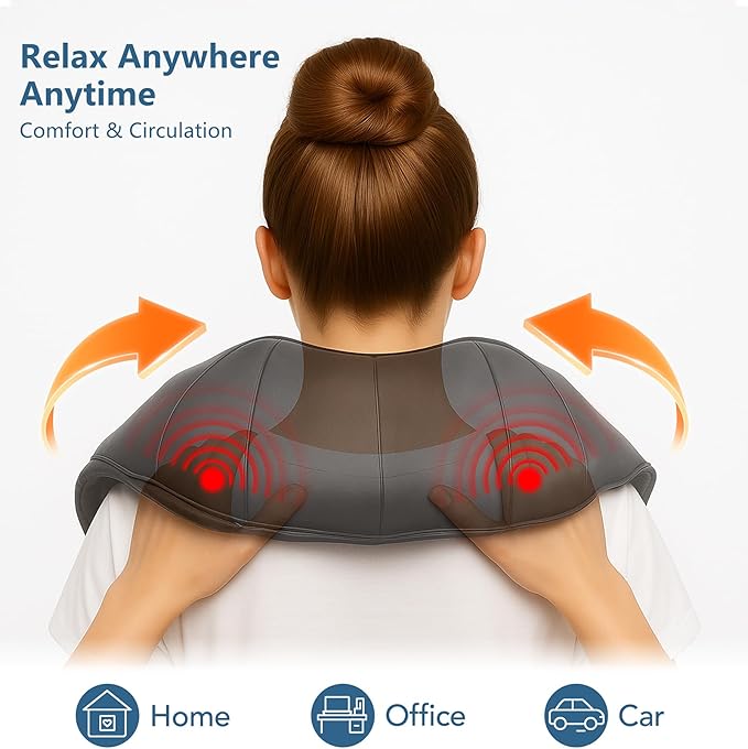 Neck Massager for Pain Relief Deep Tissue with Heat - Shiatsu Back and Shoulder Massage, Mothers Day Gifts for Mom Wife Women Her, Dad Men Him, Christmas, Fathers Day, Plug-in Use for Home Office Car