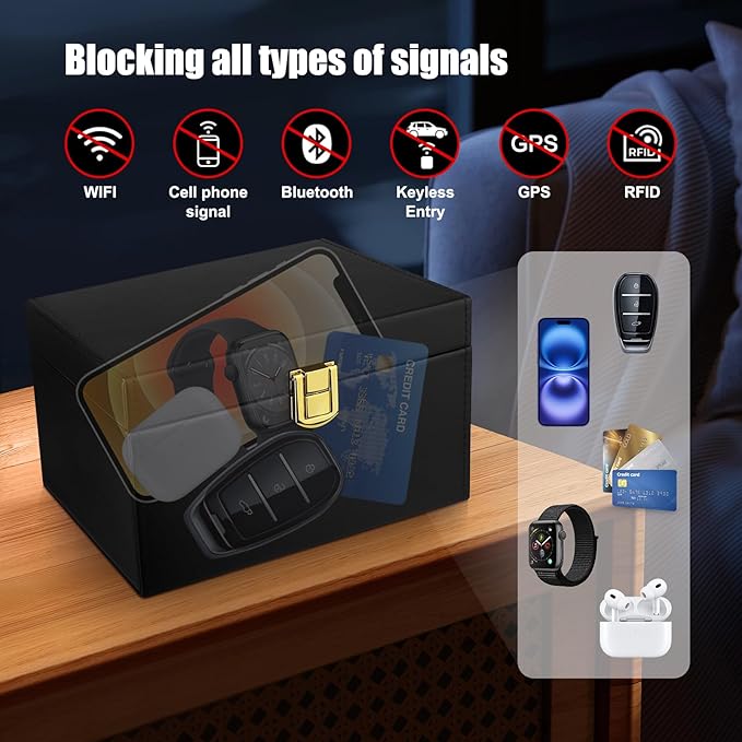 Diyife Faraday Box, [8-12 Car Keys Capacity] Large Capacity Faraday Cage for Car Key, RFID Signal Blocking Box Key Fob Protector Anti Theft Car Signal Blocking Box for Car Keys, Phones