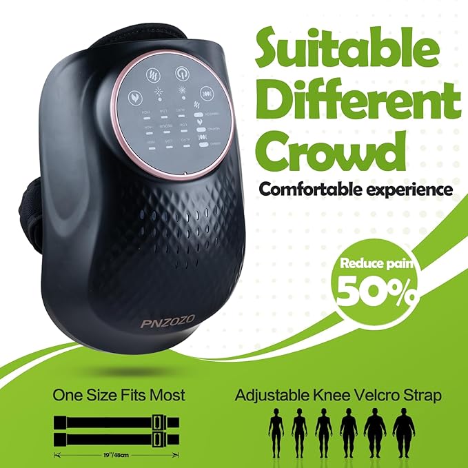 Electric Knee Massager, 3D Airbag Compression Knee Heating Massager, 3 Heating Levels, 3 Vibration Modes, LED Screen, Adjustable Straps, Gift for Men and Women