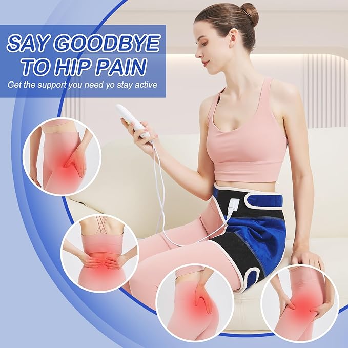 Hip Heating Pad for Hip Pain Relief,Hip Support Brace for Sciatica Pain Relief,Heated Hip Brace with Auto Shut Off,Lower Back/Thigh/Buttock Electric Heat Pad for Men Women,86℉-158℉ Adjust