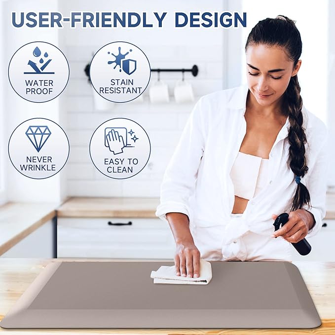 4/5 Inch Thick Kitchen Mats for Floor, StepRite Kitchen Rug for Standing Desk, Non-Slip, Thicker, Stain & Water Resistant, Comfort Anti Fatigue Floor Mat for Home, Kitchen, Office - Khaki,54 * 22''