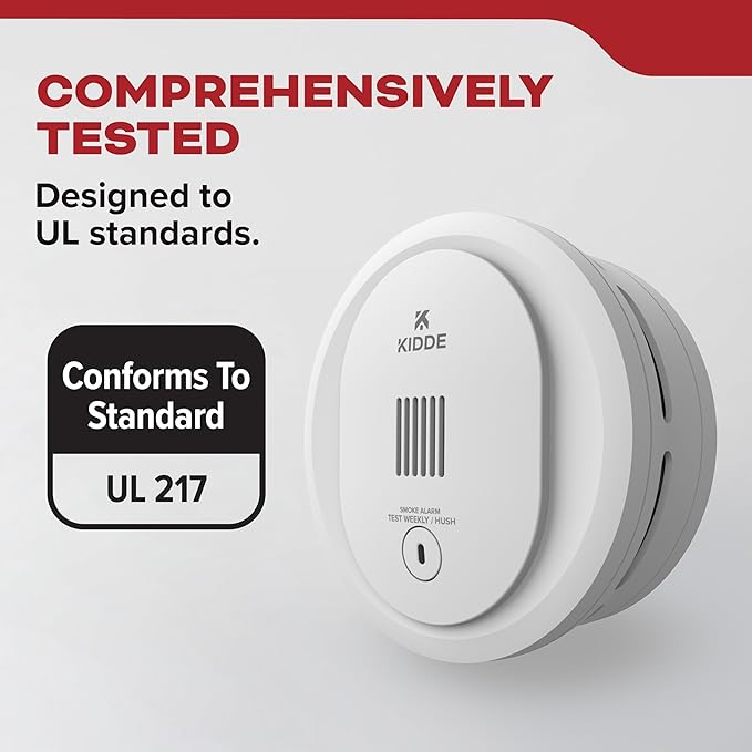 Kidde Smoke Detector, AA Battery Operated, Compact Size, LED Status Light, 85 dB Alarm, 4-inches, 10SDR