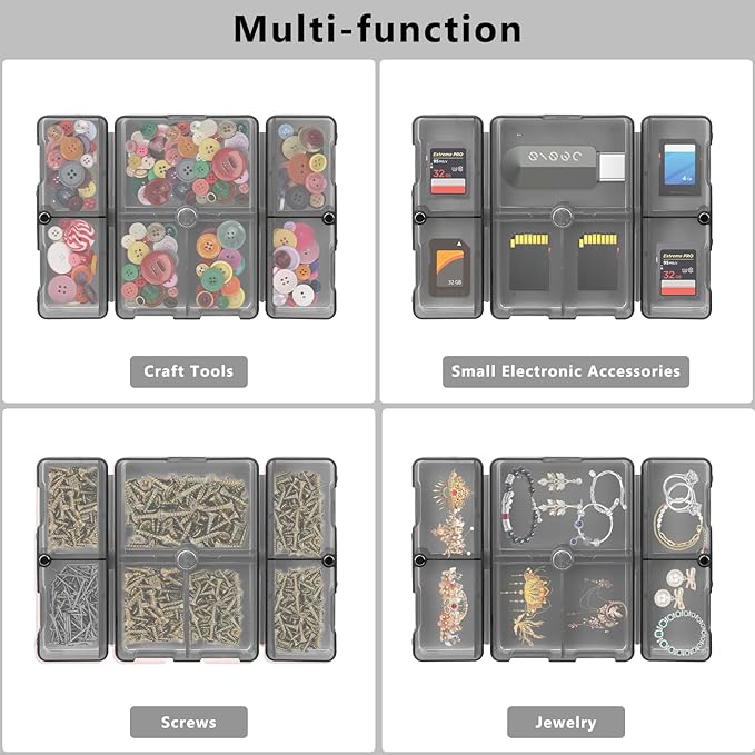 FYY Daily Pill Organizer,2 Pcs 7 Compartments Portable Pill Case Travel Pill Organizer,[Folding Design] Pill Box for Purse Pocket to Hold Vitamins,Cod Liver Oil,Supplements and Medication-Clear Black