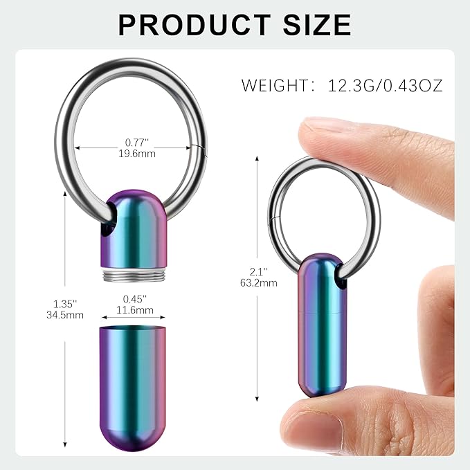 Small Pill Case Keychain Portable Pill Container Waterproof Titanium Pocket Pill Organizer, Tiny Pill Holder Bottle for Travel