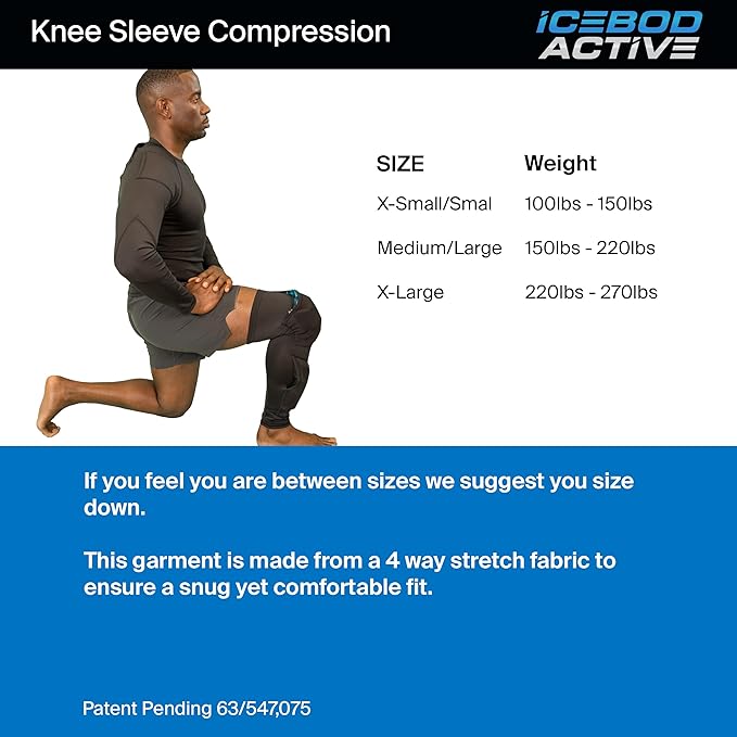 Ice-Gel Pack Compression Knee Sleeve – Custom Pockets & 2 Reusable Gel Packs for Knees & Shins, Workout-Friendly Support(Medium - Large)