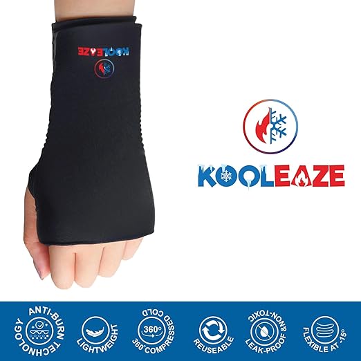 KOOLEAZE Reusable Gel Ice Pack Sleeves for Hot and Cold Therapy – Multipurpose Support | Pain Relief, Swelling Reduction, and Injury Recovery - Wrist
