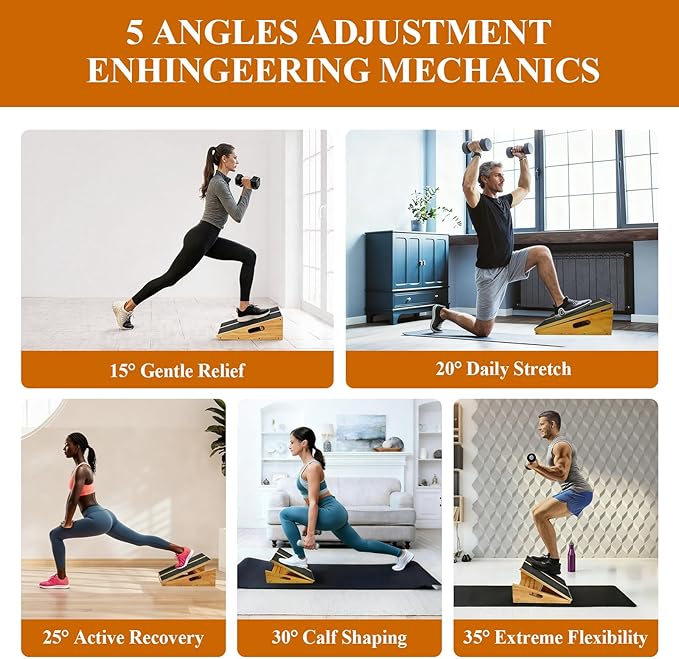 Professional Wooden Slant Board, Adjustable Incline Board and Calf Stretcher, Slant Board for Calf Stretching, Balance Stretch Board