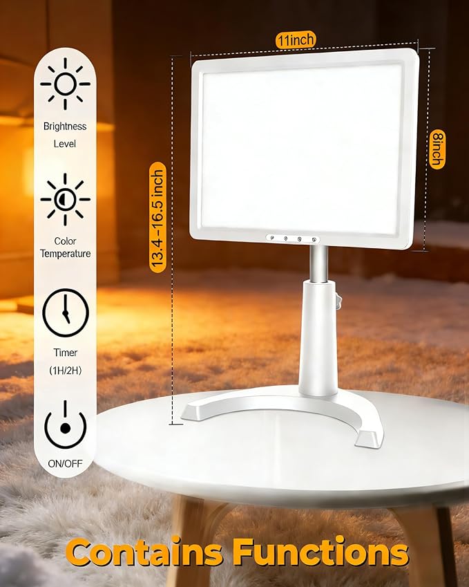 12000 Full Spectrum, UV-Free Light LED Sunlight Lamp with 3 in 1 Mount, Timer & Adjustable Brightness, Portable, Daylight for Office Reading Morning Routine