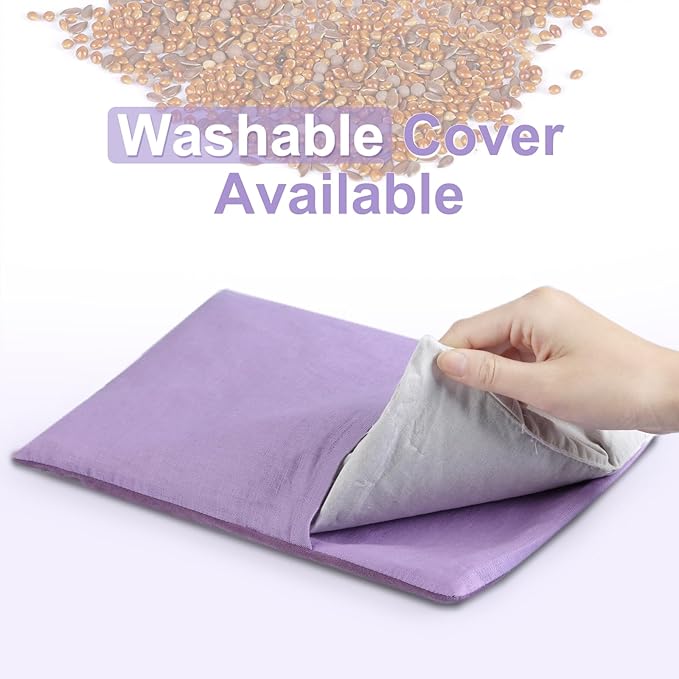 SuzziPad Heating Pad Microwavable for Reduce Discomfort with Washable Cover, 7 x12 Reusable Heat Pads for Shoulder, Belly, Elbow, Knee, Moist Heated Pack, Sore Muscle, Soothing Fatigue, Purple