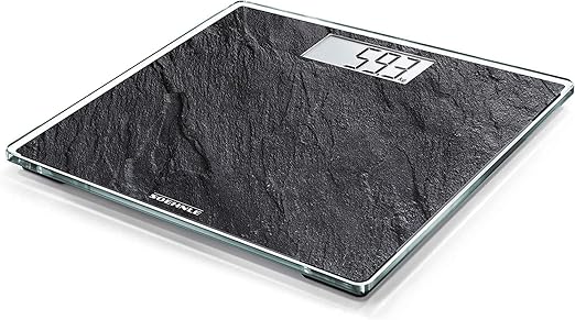 Soehnle Style Sense Compact 300, Compact Digital Weighing Scale, Bathroom Scale with Easy-to-Read LCD Display, Extra-Flat Body Weight Scale, Slate