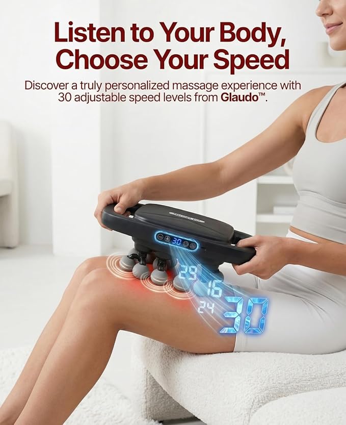 20 Head Massage Gun Deep Tissue, Upgraded from 16 Head - Back Massager for Pain Relief, Professional Percussion Massager for Muscle Recovery, 30 Speeds, Handheld Full Body & Shoulder Massager